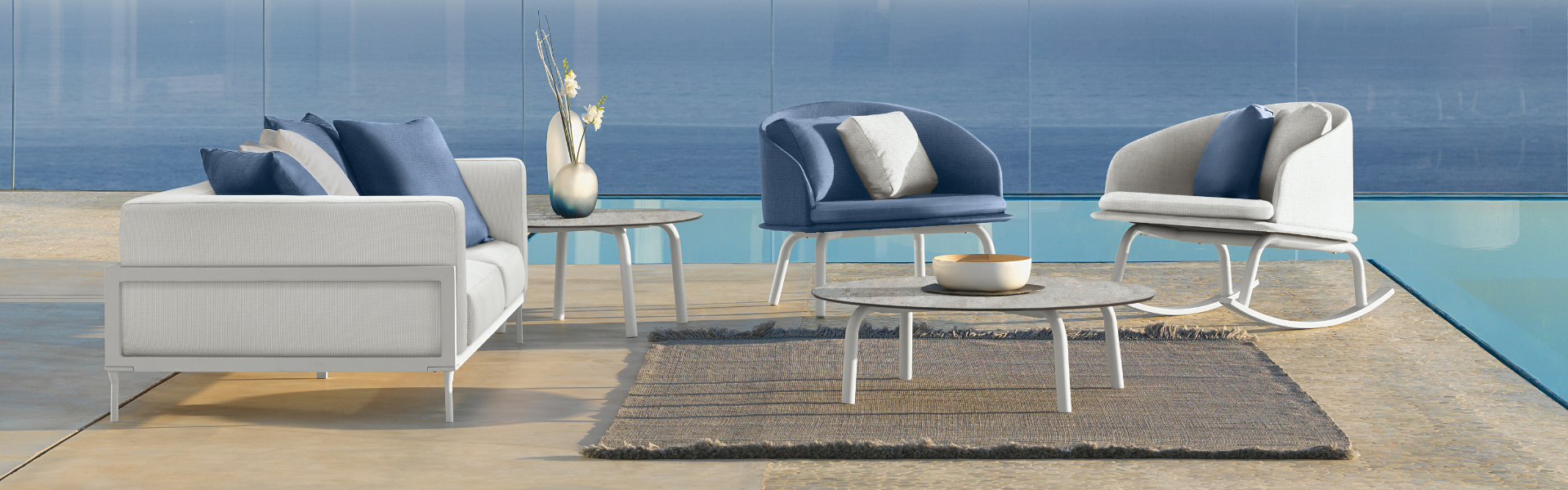 01 Talenti Cleo Soft Alu slider desktop 3 seater sofa rocking chairs armchair coffee tables