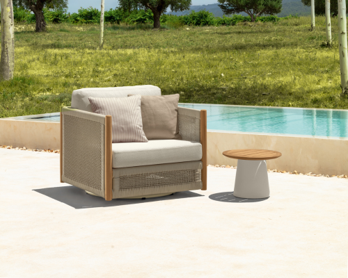 06 Talenti Dolcevita Teak slider mobile swivel living armchair D45 coffee table 06 Talenti Dolcevita Teak slider mobile swivel living armchair D45 coffee table