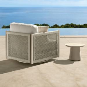 08 Talenti Dolcevita Alu Swivel Living Armchair and D60 Coffee Table