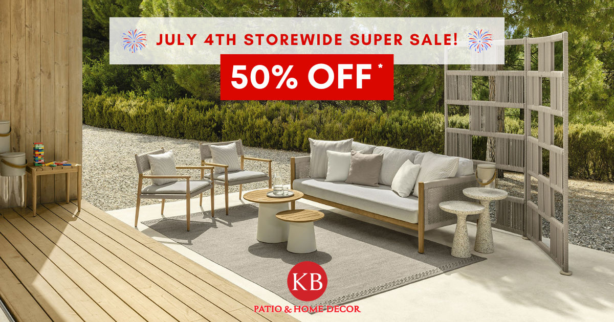 Blog KBP 26 06 4th of July Sale 50% OFF Talenti dolcevita teak 3 seater sofa lounge armchair white coffee tables D45 D60