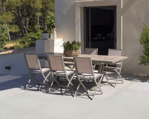 Les Jardins Amaka slider mobile 02 Extendable table folding chair