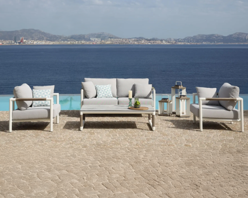 Les Jardins Bastingage slider mobile 01 seating set low table Les Jardins Bastingage slider mobile 01 seating set low table