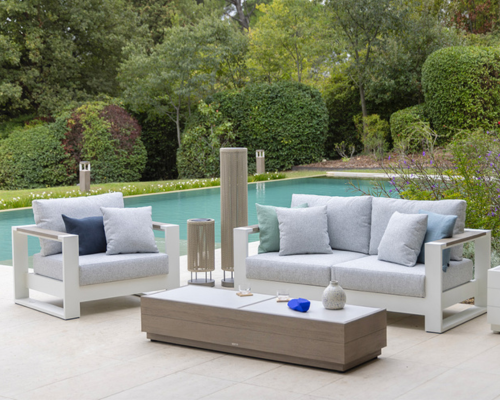 Les Jardins Main slider mobile 04 Rancho Love seat, armchair, coffee table Les Jardins Main slider mobile 04 Rancho Love seat, armchair, coffee table