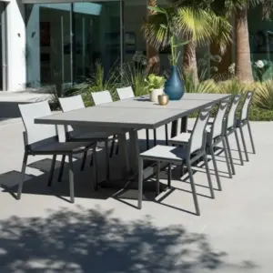 Les Jardins Amaka 02 Extendable Table Stackable Chairs grey