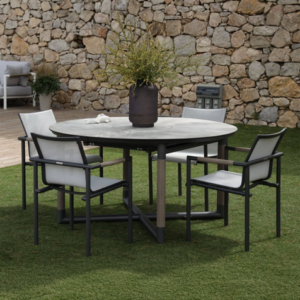 Les Jardins Bastingage 01 Round Extending Table SpaceGrey