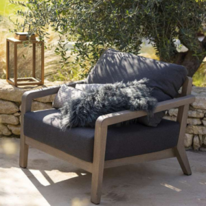 Les Jardins Copenhague 03 Armchair grafito grey Sunbrella cushions