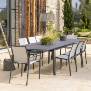 Les Jardins Copenhague 09 Extendable Table Spacegrey aluminum frame slategrey HPL