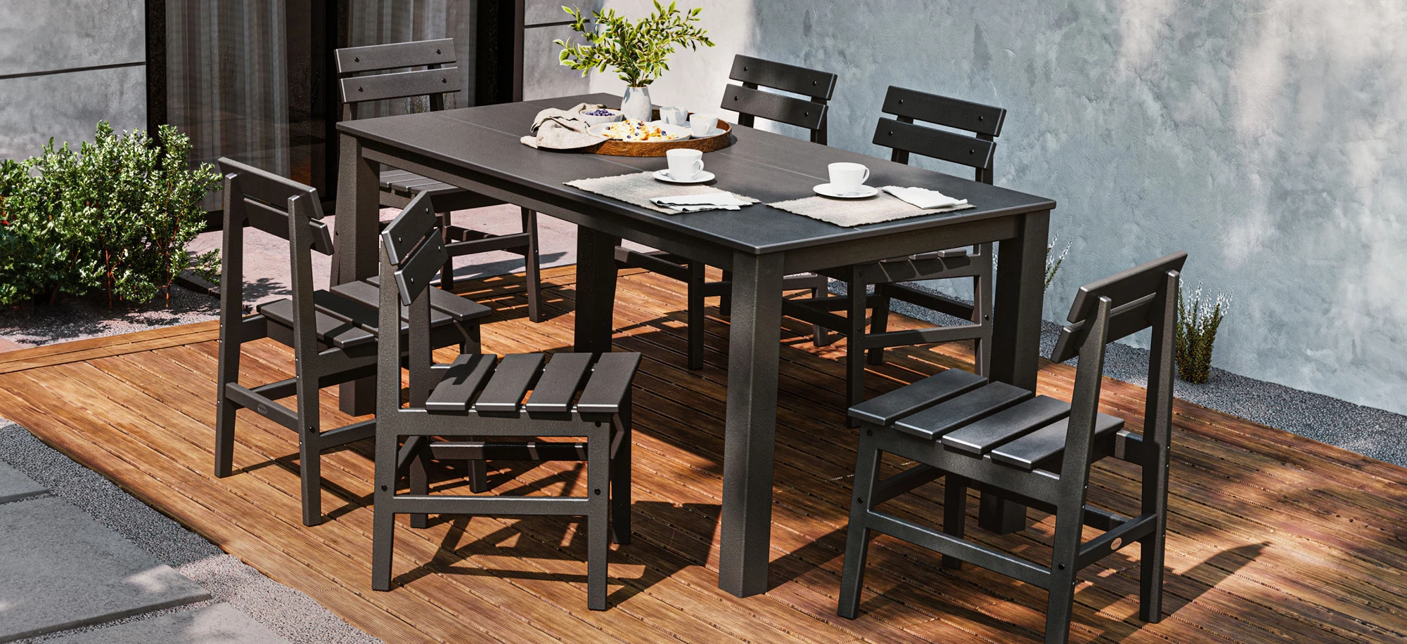 polywood modern studio slider 01 7 piece Dining Set Plaza chair Parsons table PWS2131 1